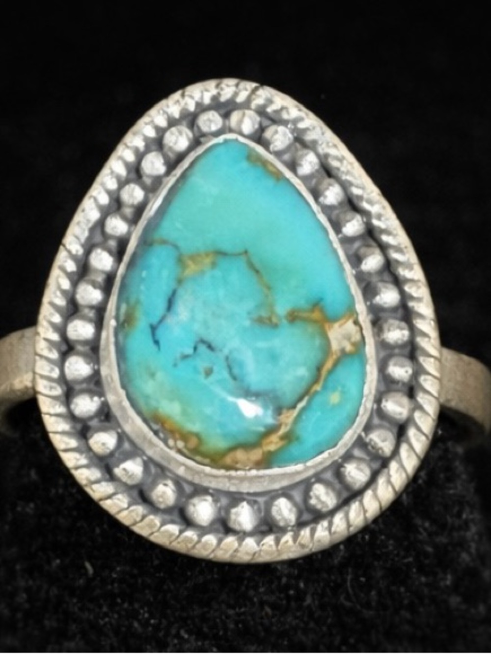 Lone Mountain Turquoise Ring Sterling Silver Adjustable Matte Finish Statement